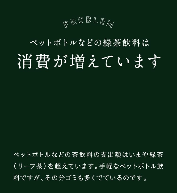 ペットボトルなどの緑茶飲料は消費が増えています